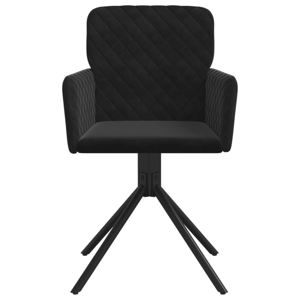 vidaXL Set of 2 Swivel Dining Chairs Black Velvet - Luxurious Material - Modern Design - Comfortable Foam Filling - Velvet Upholstered Seats with Armrests