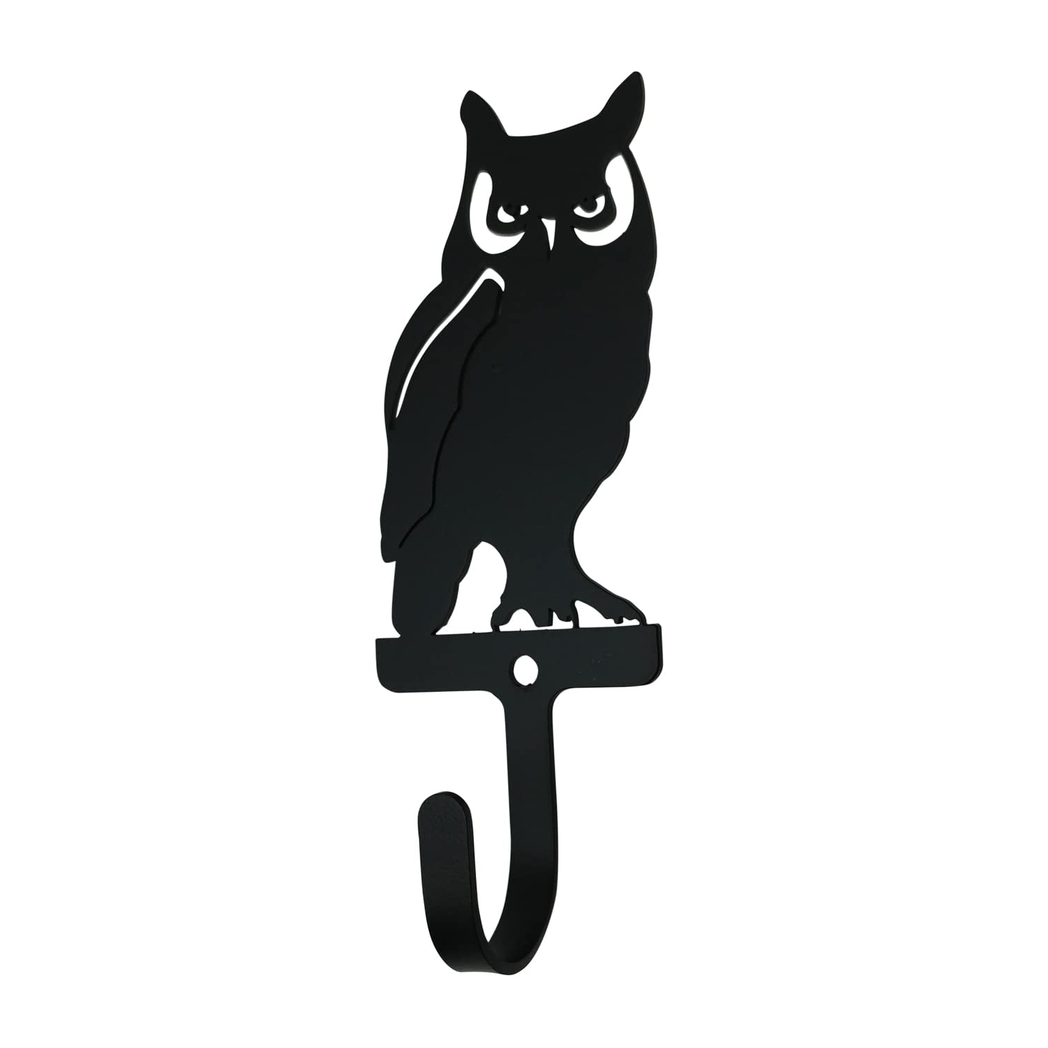 Village Wrought Iron WH-224-S 5.25 Inch Owl-Wall Hook Small, Black