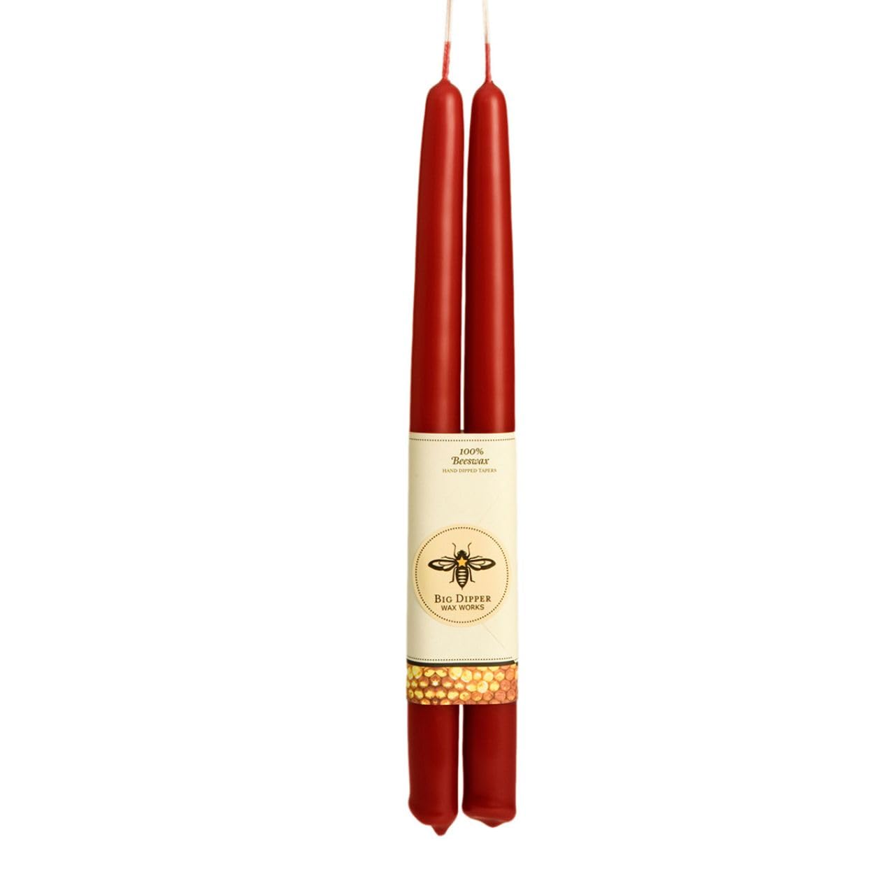 Big Dipper Wax Works Red Candles, Hand Dipped Beeswax Taper Candles, 12-Hour Long Burn, Pure Beeswax Candle 12 x 7/8, All Natura