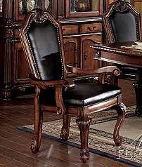 Acme Furniture Chateau De Ville Arm Chair (Set-2) in Black Synthetic Leather & Cherry