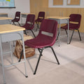 Ergonomic Shell Stack Chair, Burgundy, Plastic - Lot Of 4