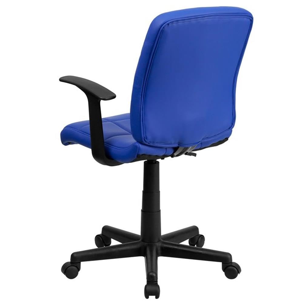 Flash Furniture Clayton Mid-Back Blue Quilted Vinyl Swivel Task Office Chair with Arms