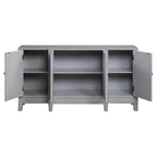 Acme Magdi Wooden Console Table with 4 Mirrored Doors in Antique Gray