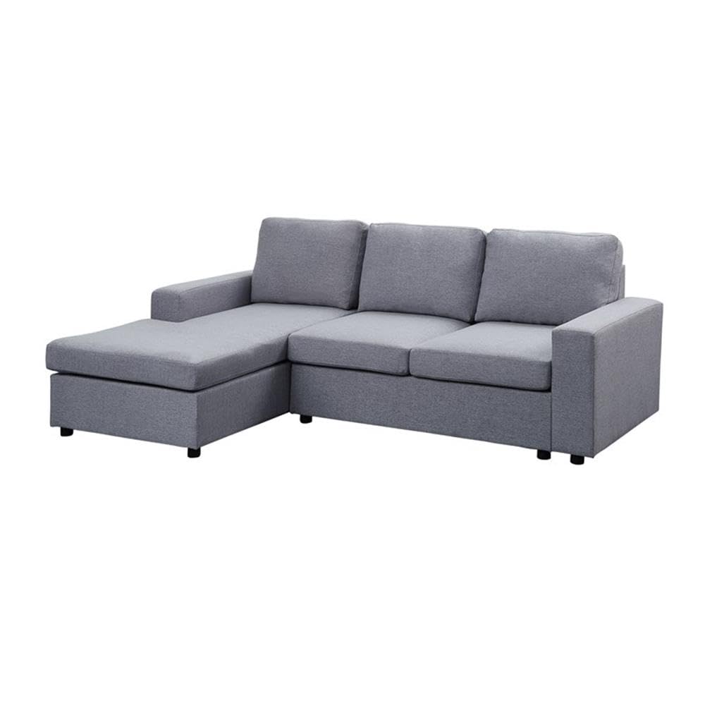 Lilola Home Newlyn Light Gray Linen Reversible Sectional Sofa Chaise