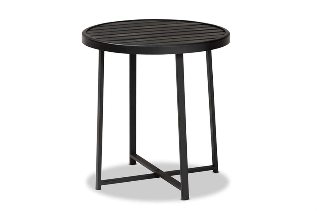 Baxton Studio Sadiya Modern Industrial Black Finished Metal Outdoor Side Table