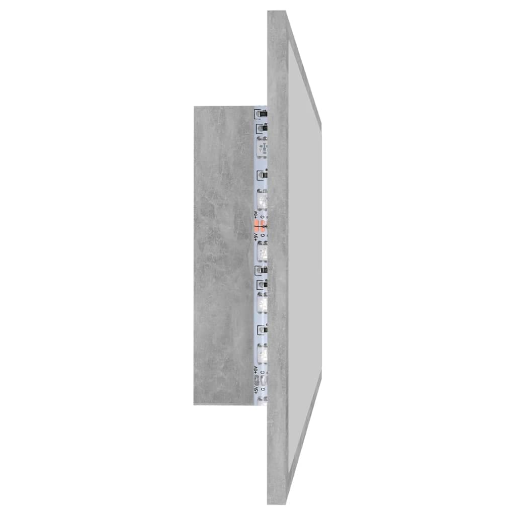 vidaXL LED Bathroom Mirror Vanity Unit Washroom Wall Furniture Interior Hallway Bedroom Laundry Room Dressing 35.4&quot; Concrete Gray Acrylic