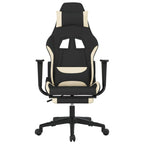 vidaXL Massage Gaming Chair with Built-in Massage Functionality, Adjustable Seat & Backrest, Reclining Feature with Footrest, Suitable for Gaming and Office Use, Black and Cream Fabric