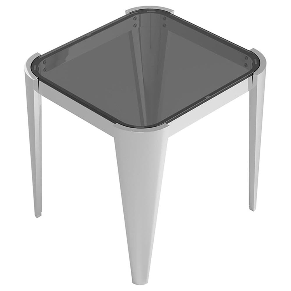 Coaster Home Furnishings Square Glass Top Silver and Grey End Table (Model: 709647)