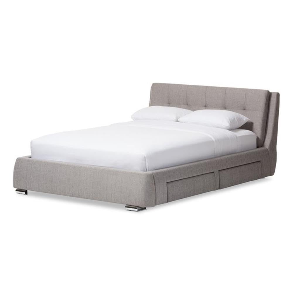Baxton Studio Camile Queen Storage Platform Bed in Gray