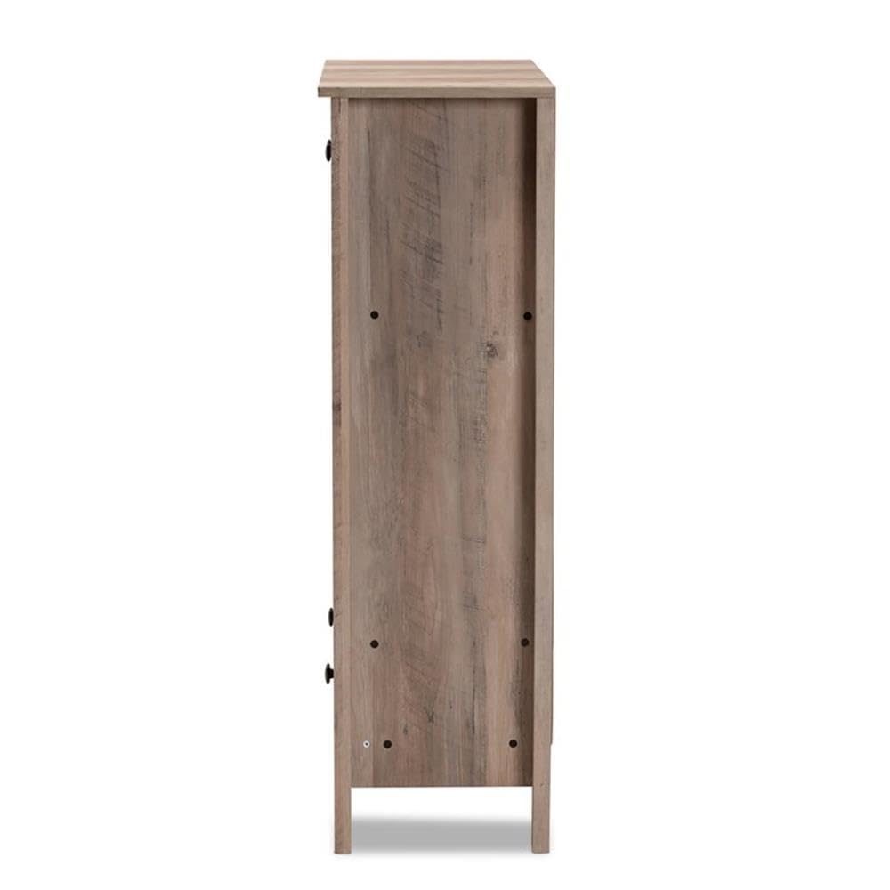 Baxton Studio Derek Modern and Contemporary Transitional Natural Oak Finished Wood 1-Drawer Shoe Cabinet