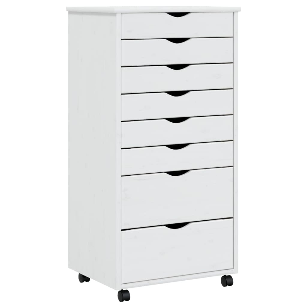 vidaXL Moss 8-Drawer Chest, Solid Pine Wood Mobile File Cabinet, Storage Cabinet on Wheels, Chest of Drawers for Home Office, Easy Assembly & Maintenance, 20.9&quot;x15.4&quot;x40.6&quot;, White