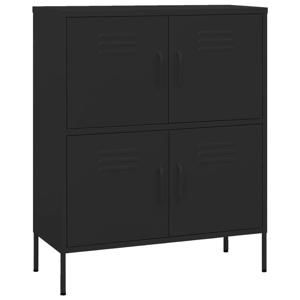 vidaXL Storage Cabinet File Cabinet Freestanding Drawer Cabinet Black Steel