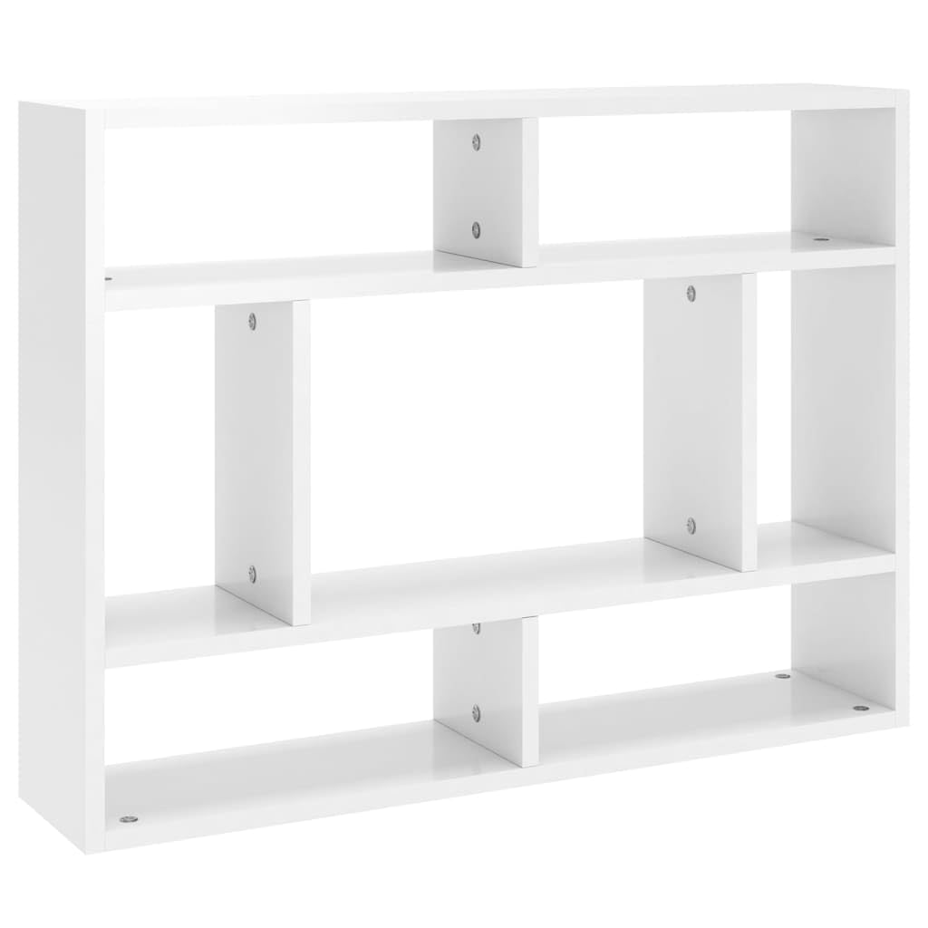 vidaXL Wall Shelf High Gloss White 29.5&quot;x6.3&quot;x21.7&quot; Engineered Wood