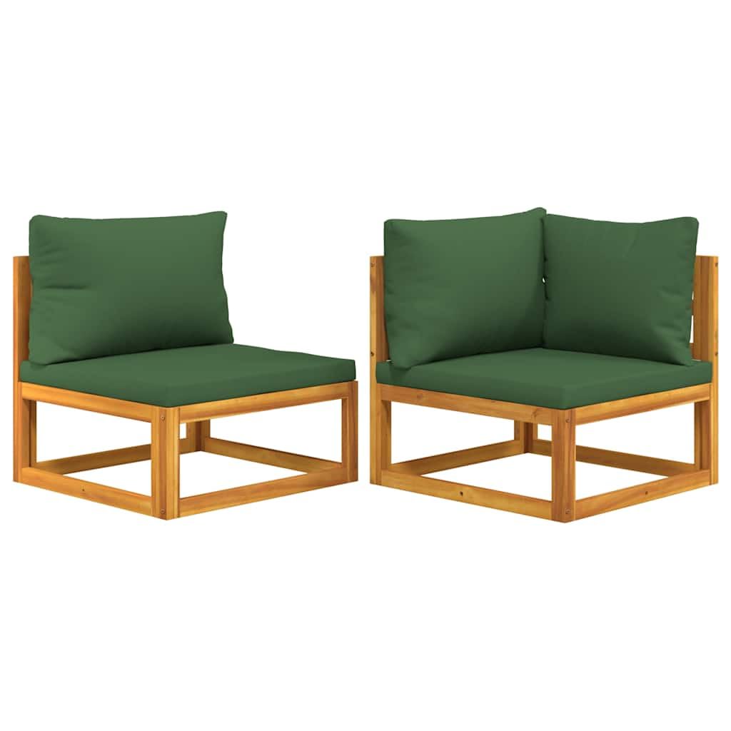 vidaXL 2-Piece Patio Sofa Set with Cushions in Solid Acacia Wood - Comfortable & Modular Outdoor Lounge Furniture with Easy Asse
