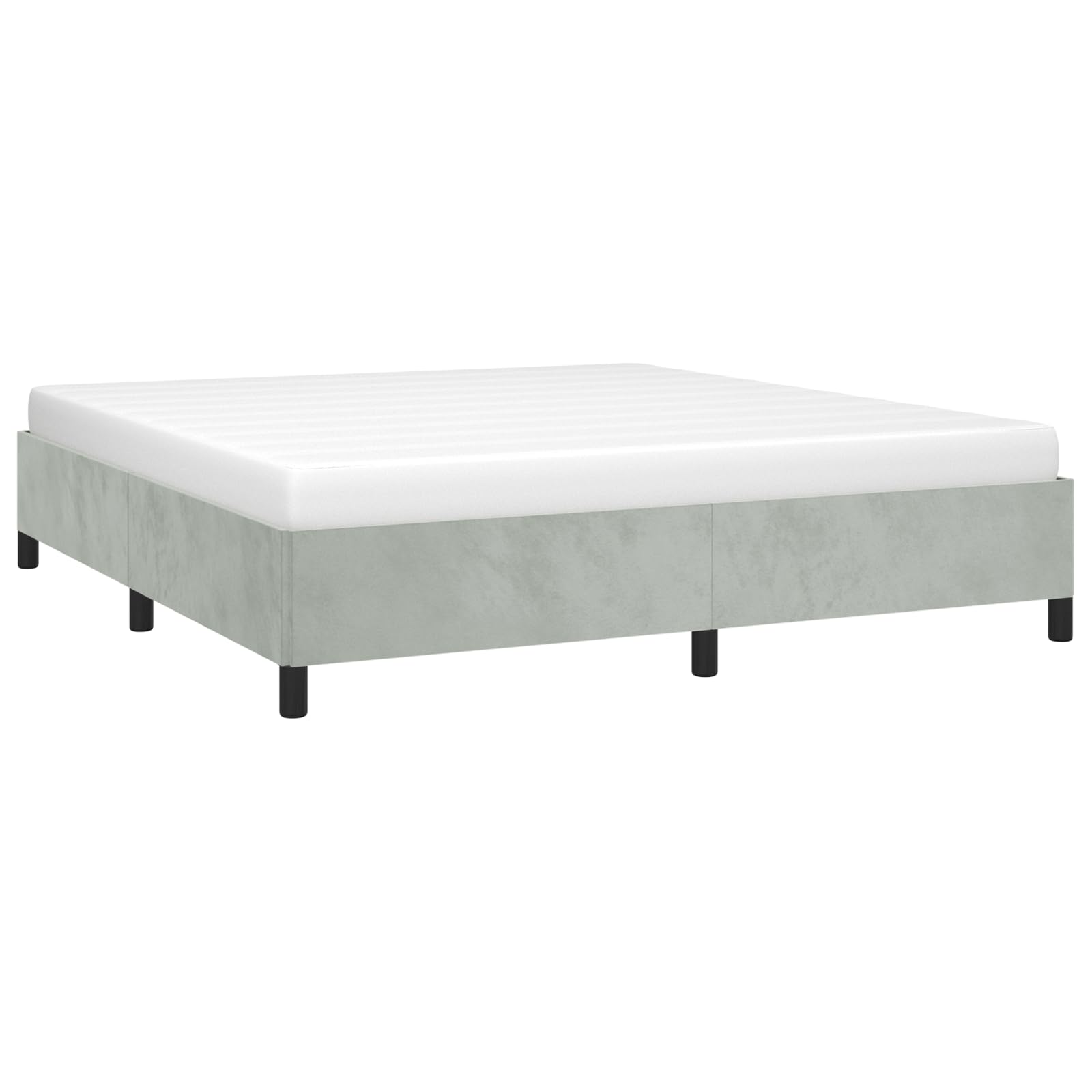 vidaXL California King Size Bed Frame with Plywood Slats, Platform Bed Frame, Velvet Upholstered Mattress Foundation, No Box Spring Needed & Easy Assembly, Light Gray, Without Mattress