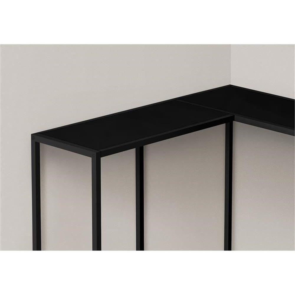Monarch Specialties I 2157 Accent Table, Console, Entryway, Narrow, Corner, Living Room, Bedroom, Metal, Laminate, Black, Contemporary, Modern