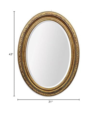Timeless Reflections By Afd Home 10035346 Large Oval Mirror, Antique Gold Finish