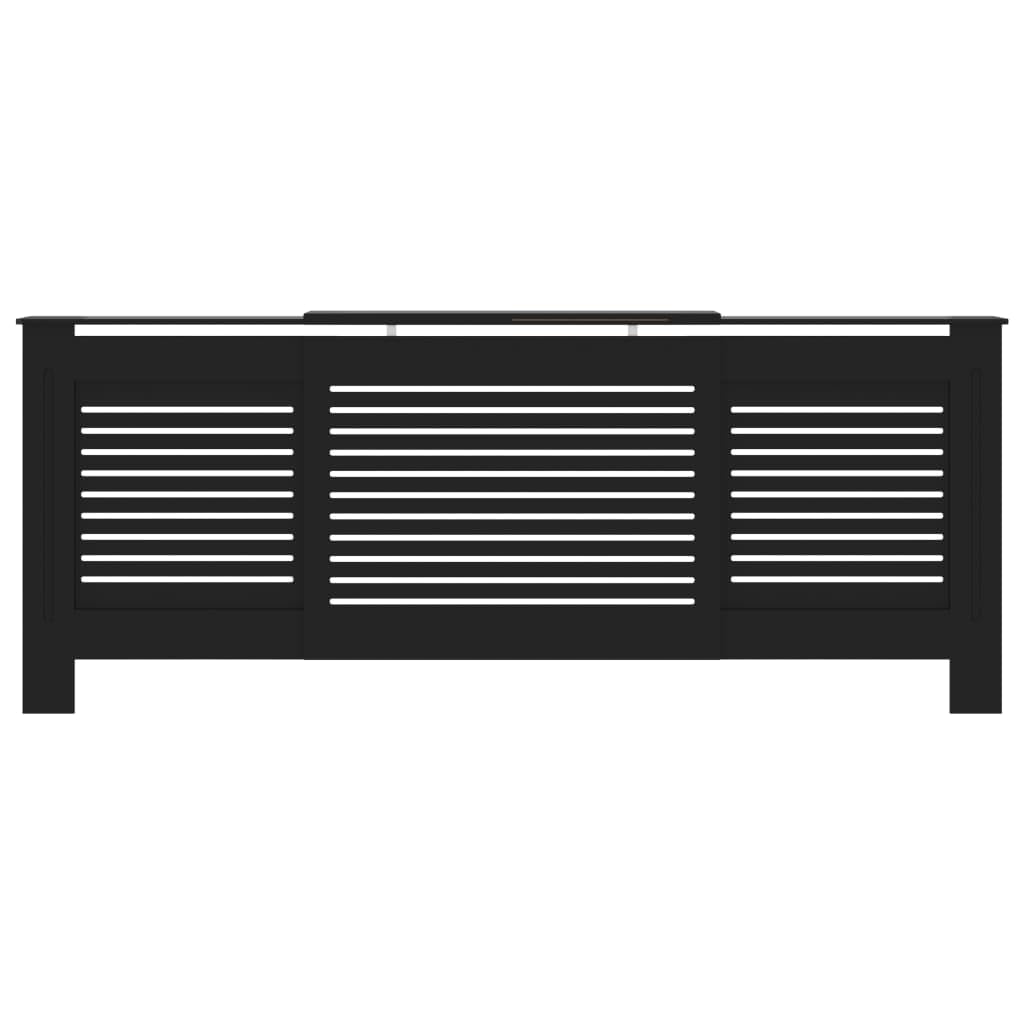vidaXL Radiator Cover with Adjustable Length, Slatted Design Heater Cover Cabinet with Storage Shelf, Hide Cluttered Pipes, MDF, 55.9&quot;-80.7&quot; x 8.1&quot; x 32.1&quot;, Black