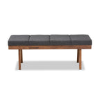 Baxton Studio Larisa Mid-Century Modern Charcoal Fabric Upholstered Wood Bench