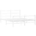 vidaXL White Metal Bed Frame with Headboard/Footboard - Steel Double Bed for Bedroom/Guest Room, 59.1x78.7 Mattress Size