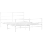 vidaXL White Metal Bed Frame with Headboard/Footboard - Steel Double Bed for Bedroom/Guest Room, 59.1x78.7 Mattress Size