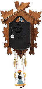 Alexander Taron 0126-6Sq Engstler Battery-Operated Clock-Mini Size With Music/Chimes-6.75" H X 5" W X 2.75" D, Brown