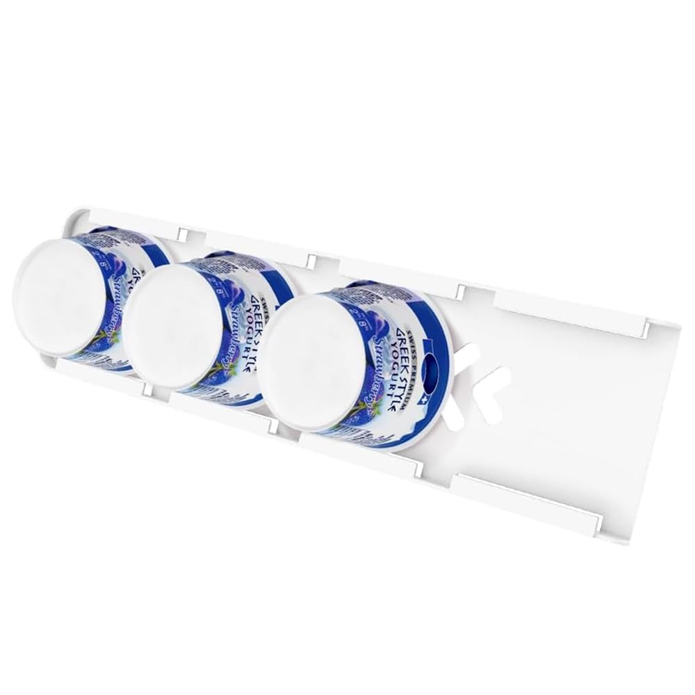 Sophico Yogurt Organizer For Fridge, 4 Capacity Sliders For Refrigerator, Holder With Adhesive Tapes For 3.75 Inch Yogurt, Greek