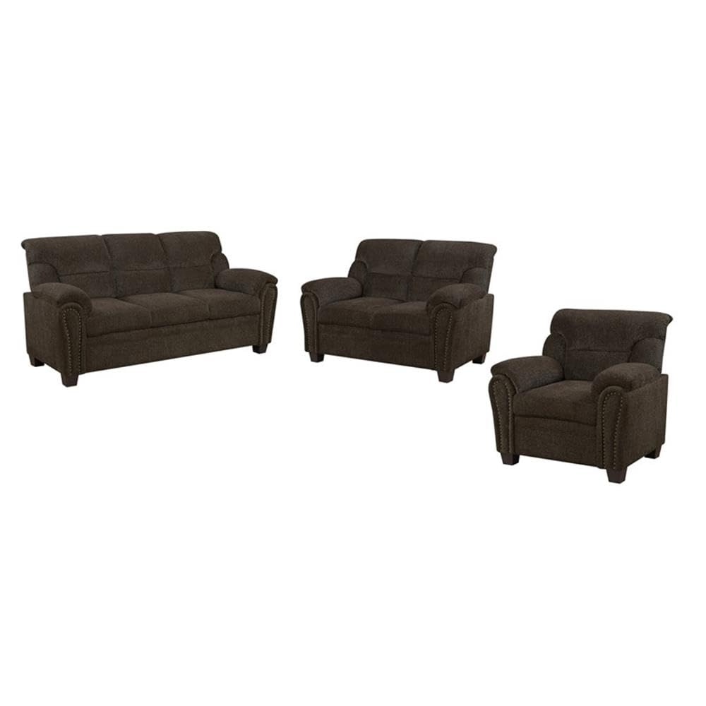 Coaster Clementine 3-Piece Sofa Set, Brown