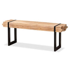 Baxton Studio Henson Rustic and Industrial Natural Brown Finished Wood and Black Finished Metal Bench
