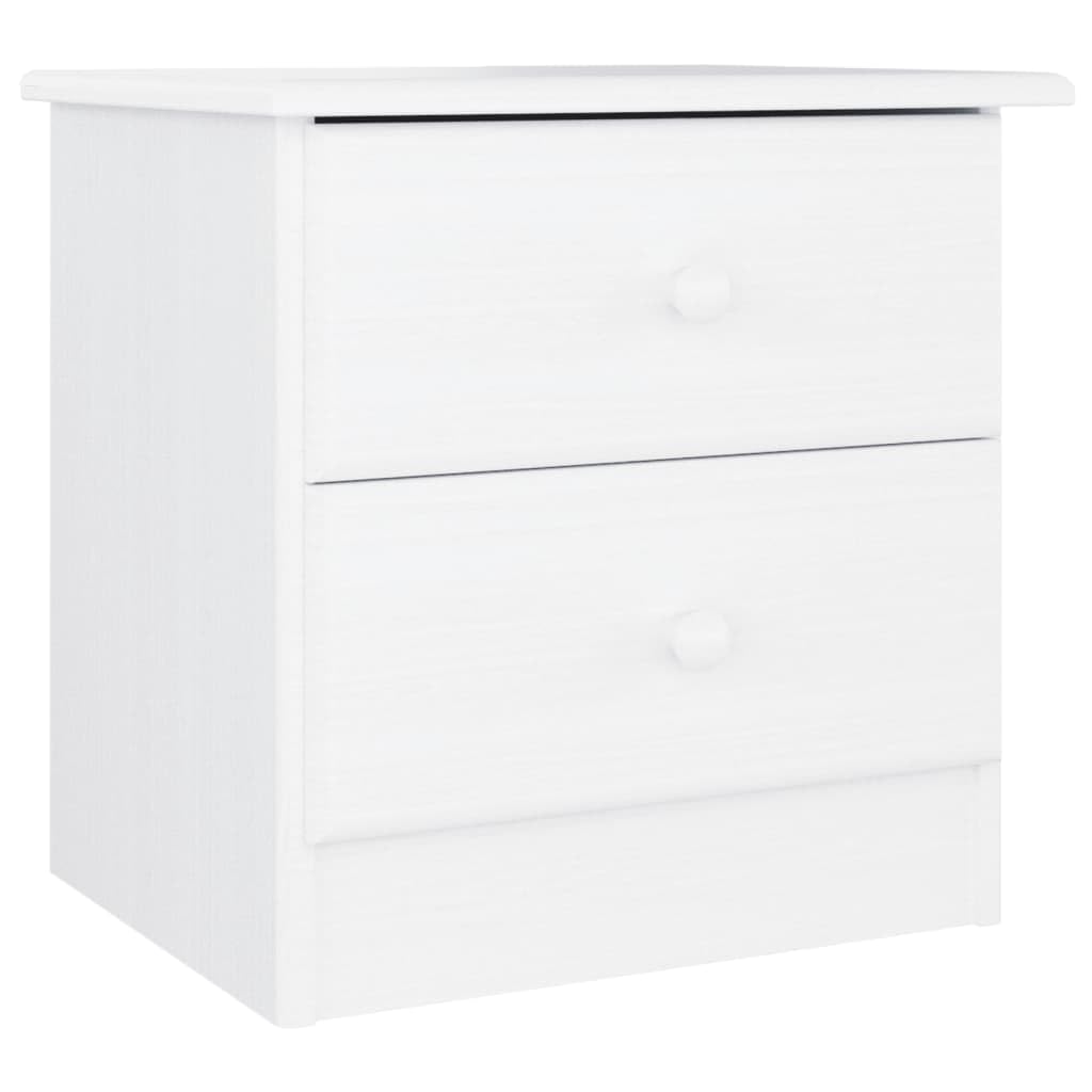 vidaXL ALTA Bedside Cabinet - 2 Drawer Solid Pine White Nightstand Rustic Wood