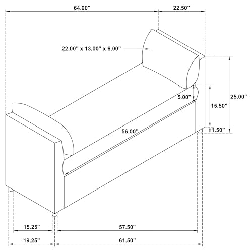 Coaster Home Furnishings Robin Upholstered Accent Bench with Armrests Brown