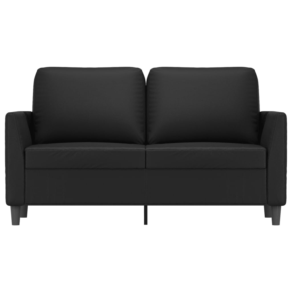 vidaXL Modern 2-Seater Foam-Padded Sofa with Faux Leather Upholstery - Sturdy Metal Frame - Easy to Clean Surface - Comfort Enhanced for Living Room, Lounge, Office - Black