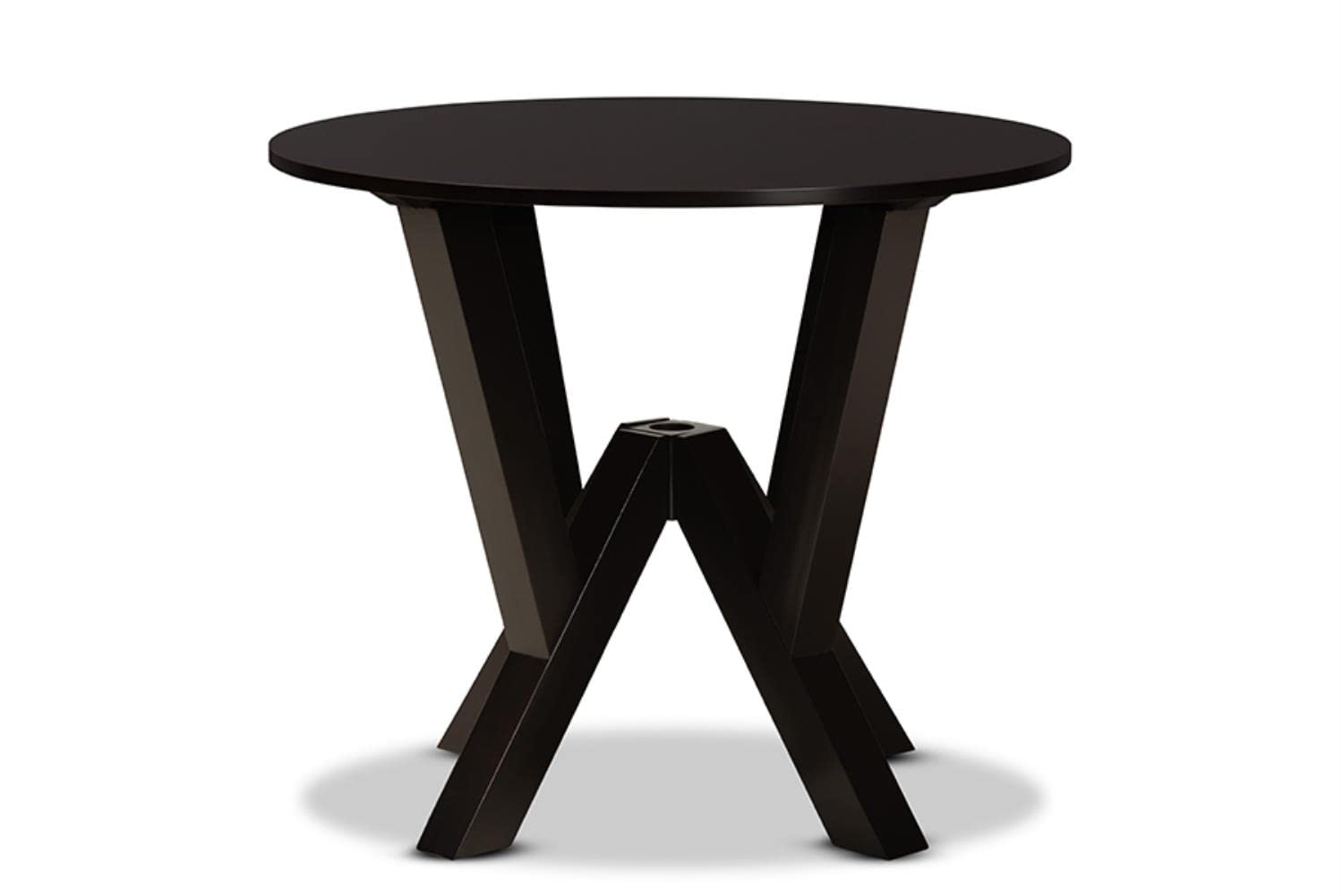 Baxton Studio Irene Dark Brown Finished 35-Inch-Wide Round Wood Dining Table