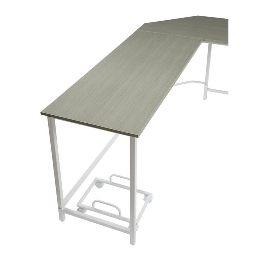 Acme Bambina Wooden Top Computer Desk with Computer Holder in Gray and White