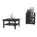 FM FURNITURE Payson 2 Piece Living Room Set Black Engineered Wood