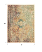 HomeRoots Rust Polypropylene 5’ x 8’ Brown and Gold Medallion Indoor Area Rug