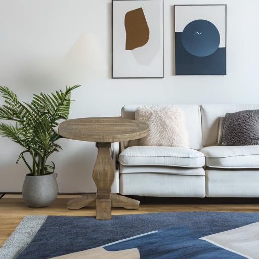 Napa Solid Wood Farmhouse Rustic Round End Side Living Room Table, Nightstand 26&quot; W X 26&quot; D X 25&quot; H