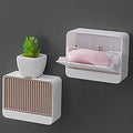 ISTORE Creative WallMounted DoubleMesh Soap Box with Lid & Drain Tray  FlipTop Plastic Soap Dryer Holder, Dust & Waterproof,