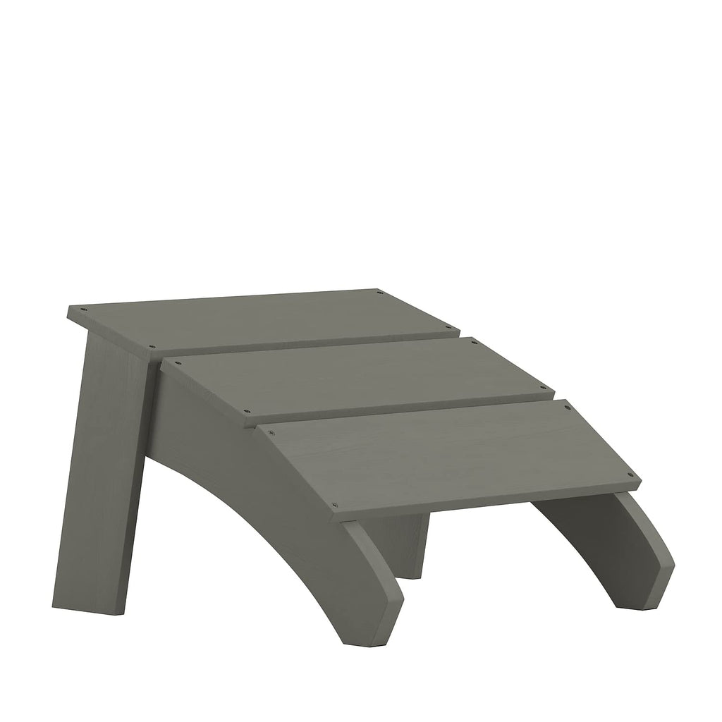 Flash Furniture Sawyer Indoor/Outdoor Commercial Grade Adirondack Ottoman - Gray All-Weather Adirondack Style Footrest
