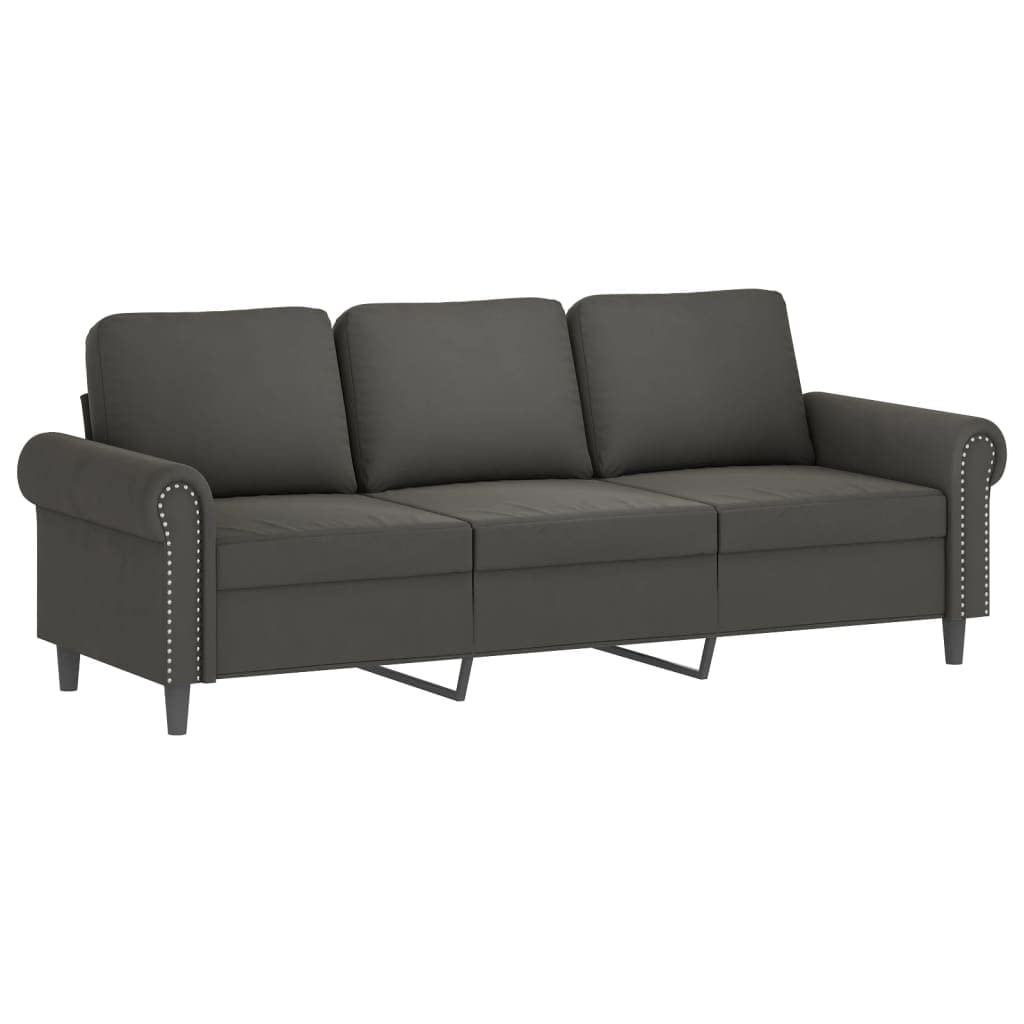 Vidaxl Modern 3-Seater Sofa In Dark Gray - Velvet Material, With Sturdy Metal Frame And Padded For Comfort