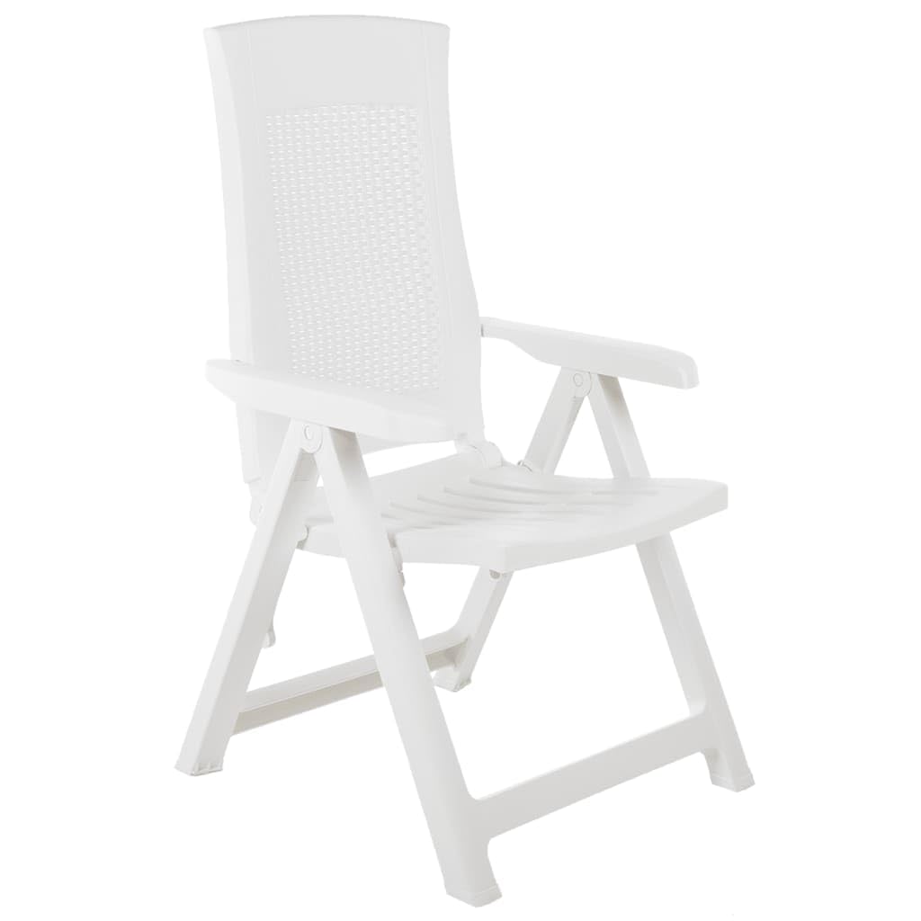 vidaXL 2X Patio Reclining Chair Garden Outdoor Balcony Terrace Lounge Dining Dinner Folding Foldable Seating Bistro Chairs Plastic White