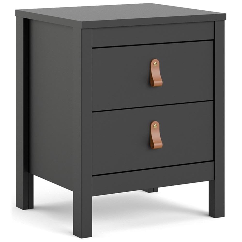 Madrid 2 Drawer Nightstand, Black Matte