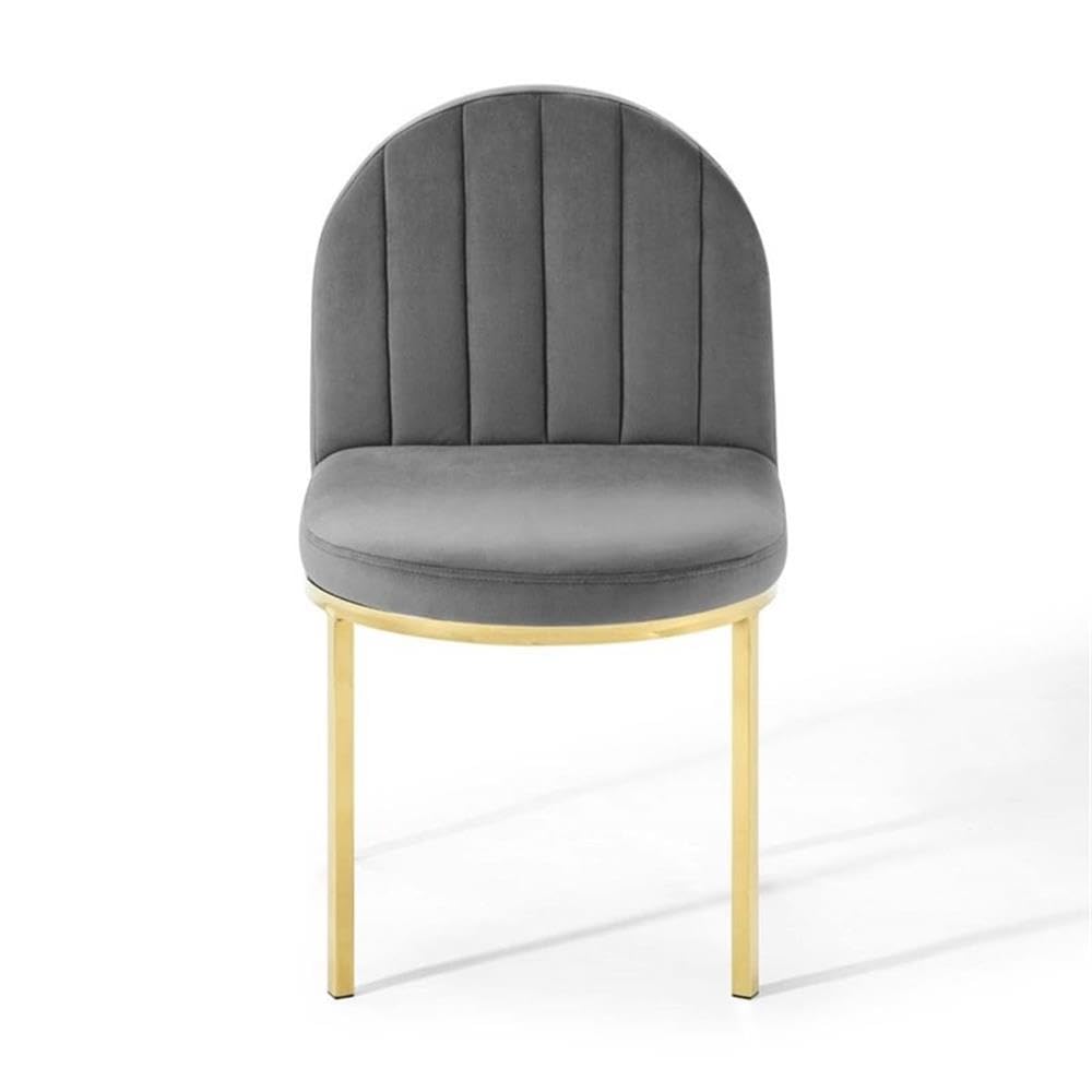 Modway Isla Channel Tufted Performance Velvet Dining Side Chair, Gold Gray