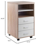 Ergode Kenner Storage Mobile Cabinet | Versatile | Contemporary Design | Easy Mobility | Reclaimed Wood Finish | Linen White Facings | 1-Drawer | Locking Casters (18532-VV)