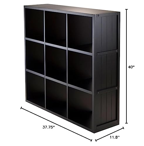 Ergode Timothy Collection | 2x2 Wooden Shelving Unit - Black | 25.6' W x 11.8' D x 27' H | Ample Storage for Pictures, Books, and More (20040-VV)