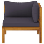 vidaXL Solid Acacia Wood Sectional Corner Sofa with Dark Gray Cushions - Outdoors/Indoors, Modular, Comfortable, Durable and Weather-Resistant, Easy Assembly Required.