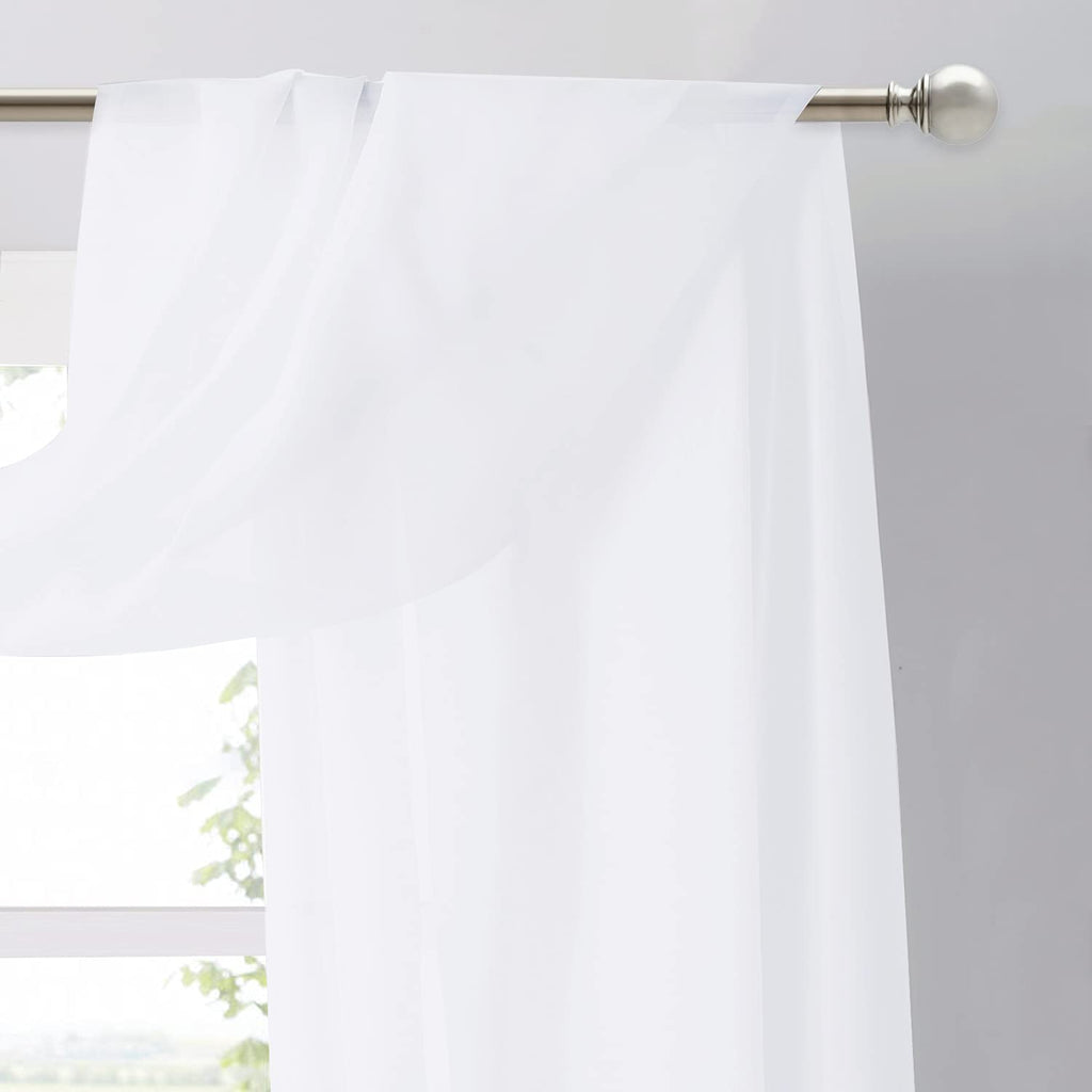 Nicetown Sheer Canopy Bed Curtains Panels 216 - Home Decoration Sheer Voile Scarf Valance For Wedding (1 Panel, W60 X L216, White)