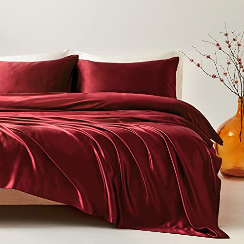 Candoury Satin Sheets Full Size Bed Sheets Set 4 Pcs, Soft And Durable Pillowcase, Flat Sheet And Fitted Sheet, Hotel Luxury Sil