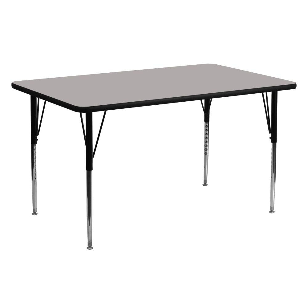 Flash Furniture Wren 24''W x 60''L Rectangular Grey HP Laminate Activity Table - Standard Height Adjustable Legs