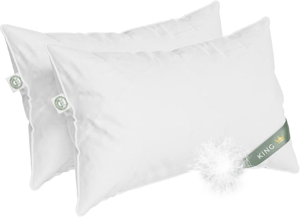 East Coast Bedding - King Size Pillow Set of 2 - Medium Luxury Hotel Pillow for a Luxury Bed - 100% European Goose Down Pillow 8